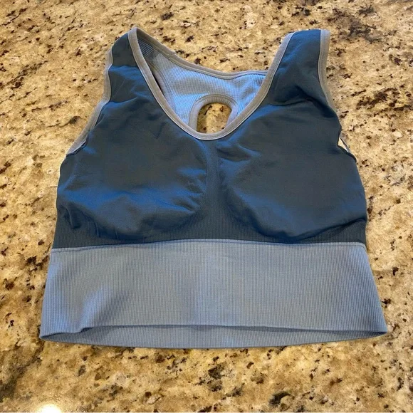 Tahari Sport Blue Camo Print Sports Bra Active Top - Picture 6 of 7